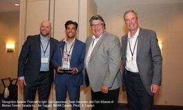 Recognition Awards. From left to right: Carl Lajeunesse, Sean Hanoman, and Tom Arbanas of Mersen Toronto Canada Inc.; Jim Taggart, IMARK Canada. Photo: A. Capkun.